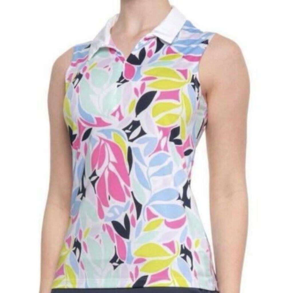 Tommy Bahama Golf Sleeveless Polo Pink Print Small